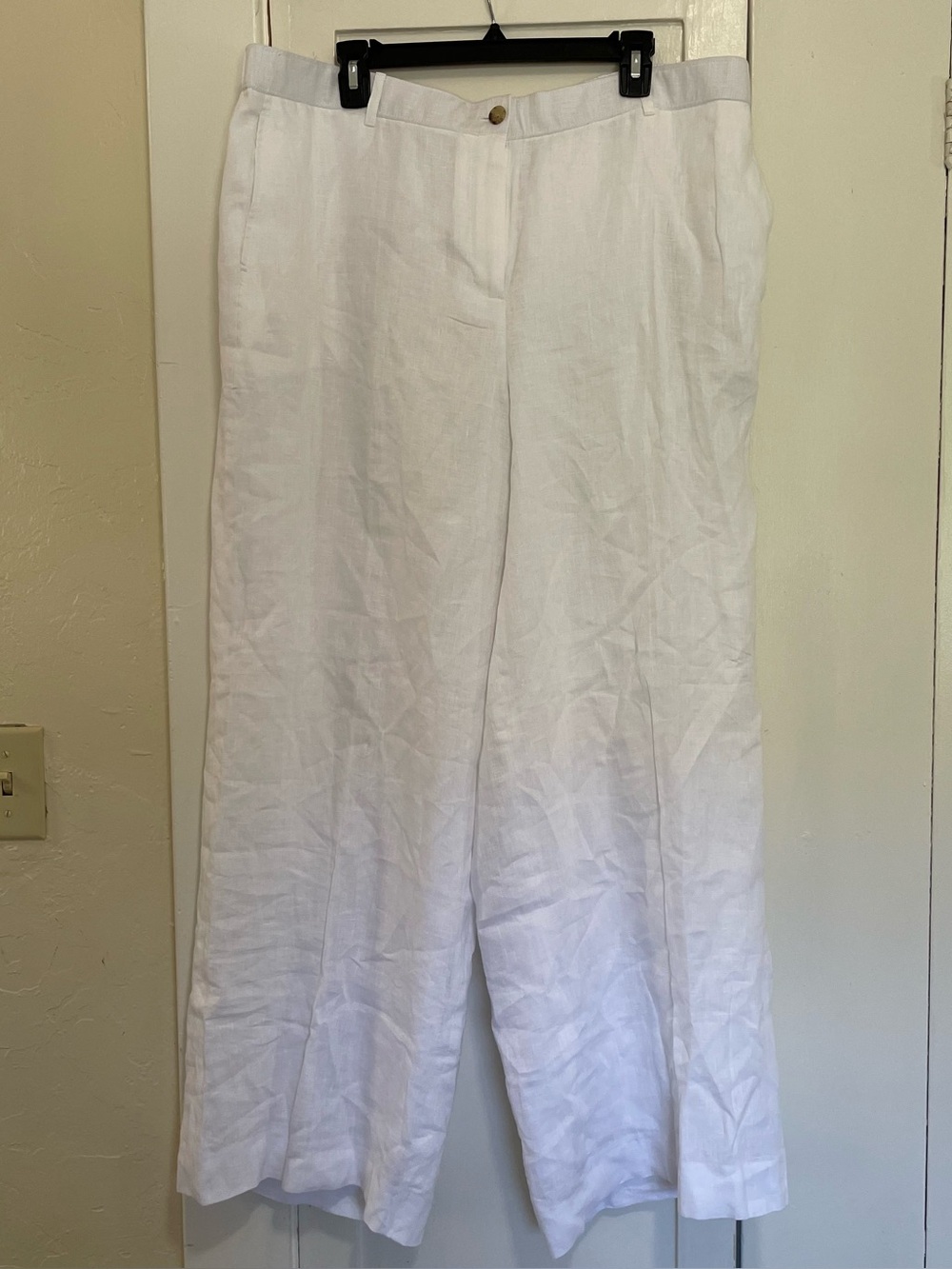 J. Crew  Harbor White Wide-Leg Linen Trousers xxl